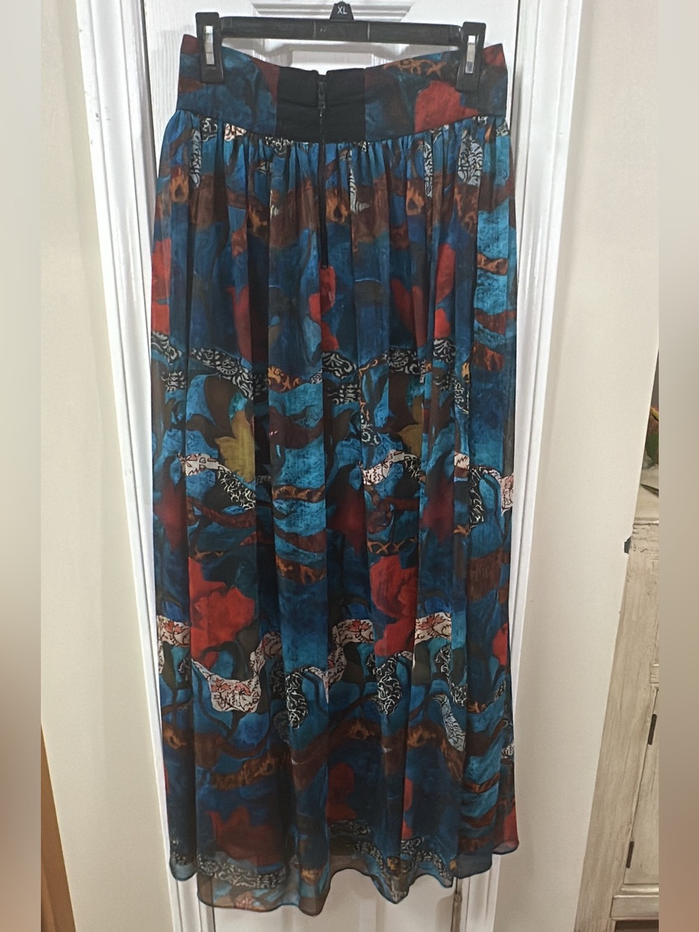 Alice + Olivia NWT Teal Blue Multi-Pattern Maxi Skirt (mix47)